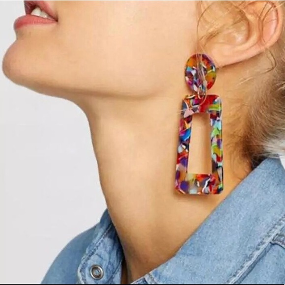 meraki shop Jewelry - 2/$35 🖤 Marbled Mosaic Hoop Dangle Earrings D20